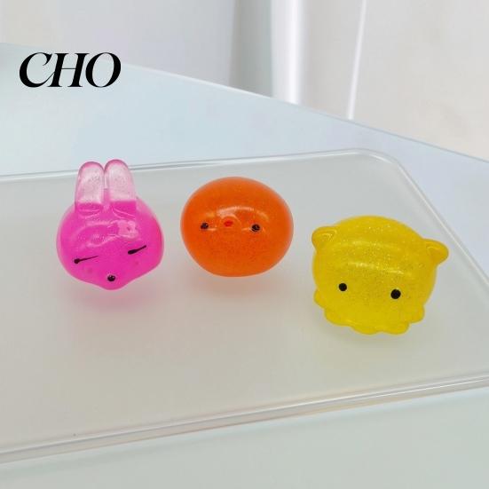 Kids Stress Relief Toy Mini Glitter Animal Squeeze Toy, Whale Hedgehog Dolphin Crab Rabbit Gadget Pinch Anxiety Stretchy Ball, Party Favors