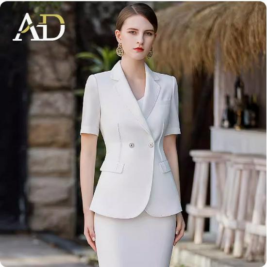Summer White Short Sleeve Professional Suit - Goddess Style Workwear