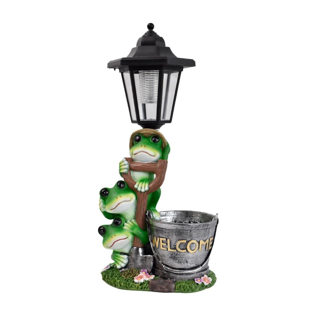 Lifelike Frog Plant Pot  Light Weatherproof Solar Frog Lamp Frog Statue Solar Light  Pathway Decor