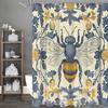 Bumblebee Bee Floral Shower Curtain, Bathroom Decorative Shower Curtain, Waterproof Shower Curtain with Hooks