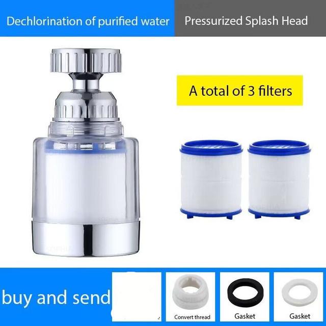360° Otočný Vodovodní Filtr Kuchyňský Vodovodní Nástavec Vyměnitelná Filtrační Vložka Odstraňuje Chlor Změkčuje Vodu Filtrační Čistič