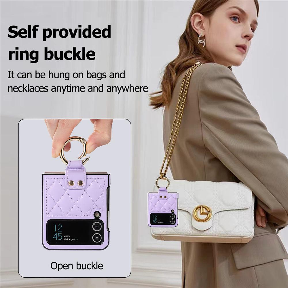 Husă de telefon din piele pentru suport cu cârlig pentru inel pentru degete pentru Samsung Galaxy Z Flip 4 Zflip 3 5g Husă pliabilă rezistentă la șocuri