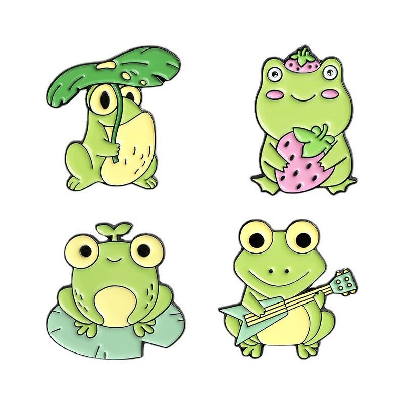 Adorable Cartoon Frog Musical Themed Cute Alloy Brooch Pin For Unisex Accessories