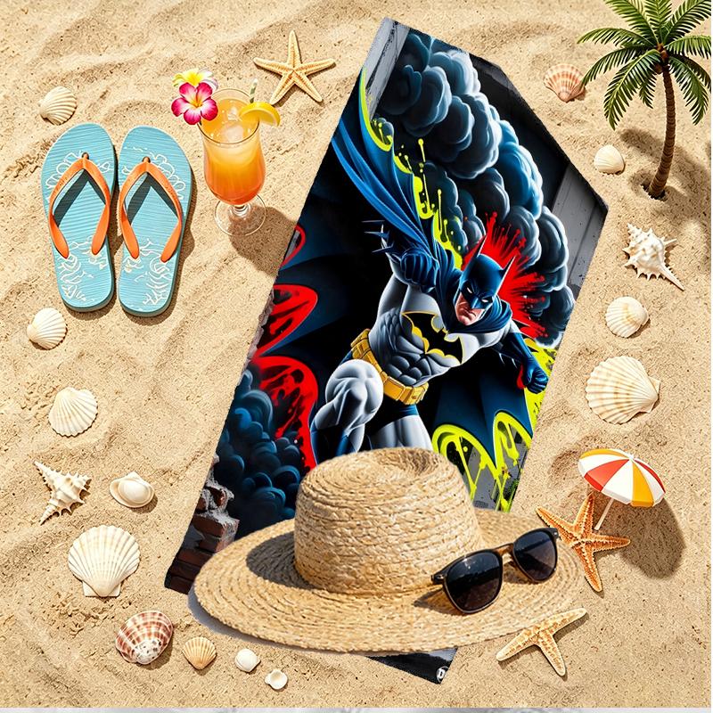 Toalha de Praia com Estampa do Batman, Toalha de Praia Versátil Leve Absorvente para Piscina Surf Yoga Banheiro, Perfeita para Presente de Aniversário Feriado