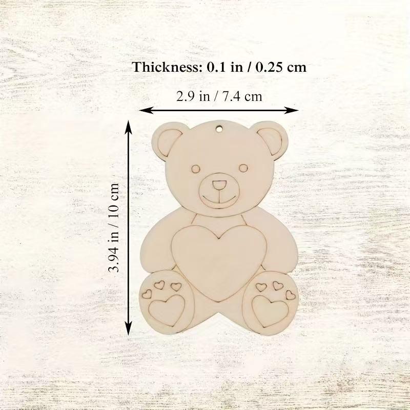

Kids Wooden Christmas Bear Craft Decoration - Painting & Doodling Love Bear Wood Slice for Hangable Home & Party Festival Decor