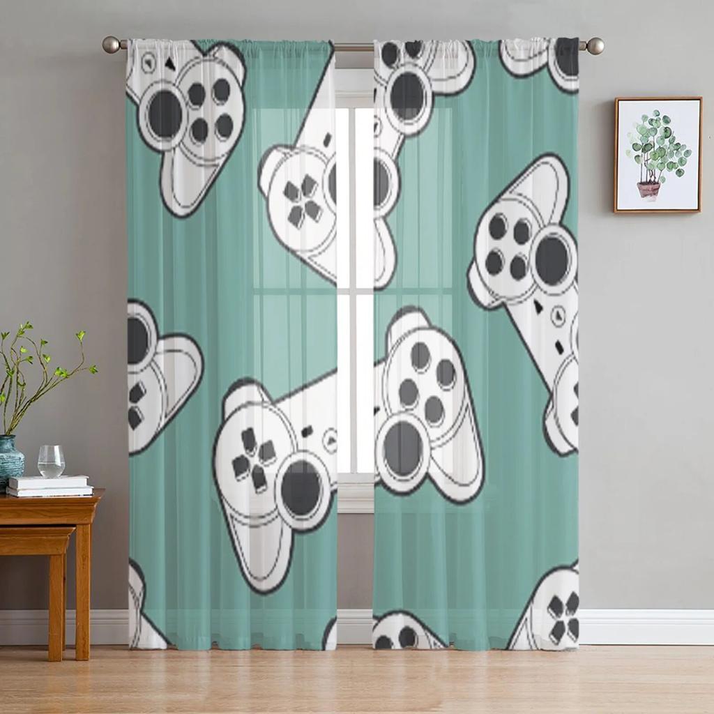 Game Controller Sheer Curtains For Living Room Bedroom Tulle Curtains Kitchen Window Treatments Panel Drapes