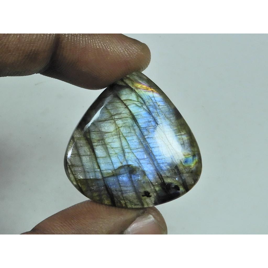42Cts. Natural Purple Flash Labradorite Pear Cabochon Gemstone 30X31X05 MM B-301
