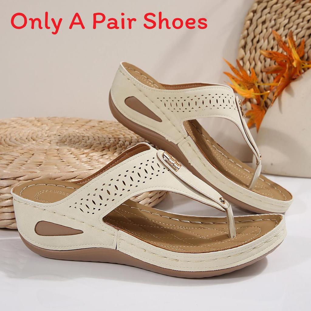 Summer Flip Flops For Women Large Size With Sole And Hollow Design For Beach And Casual Wear