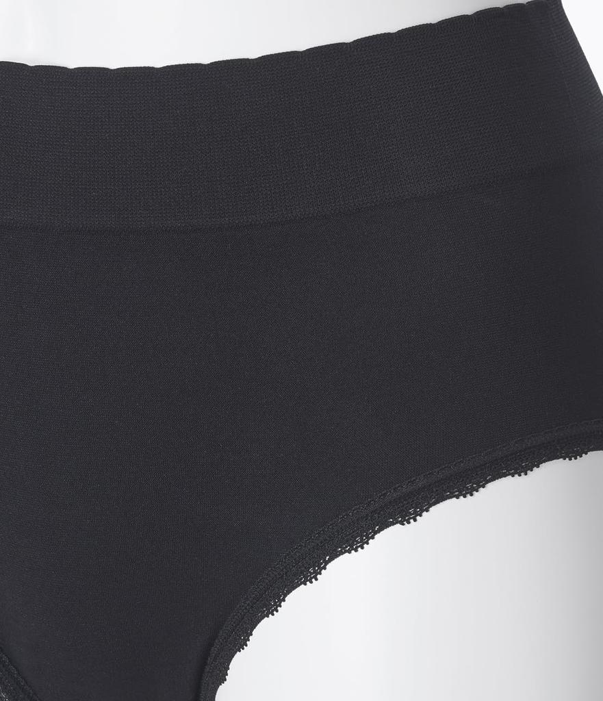 Full Compatible with Winged Soft Size M [Peach John] Seamless, Soft, Stretchy, Coverage, High-rise, Pads, Lace-up, Fit, Sanitary, Black,