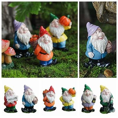 Statuine Mini Gnomi Multicolore Decorazione da Tavolo Micro Paesaggio Nani in Miniatura Statua Terrario di Muschio Artigianato