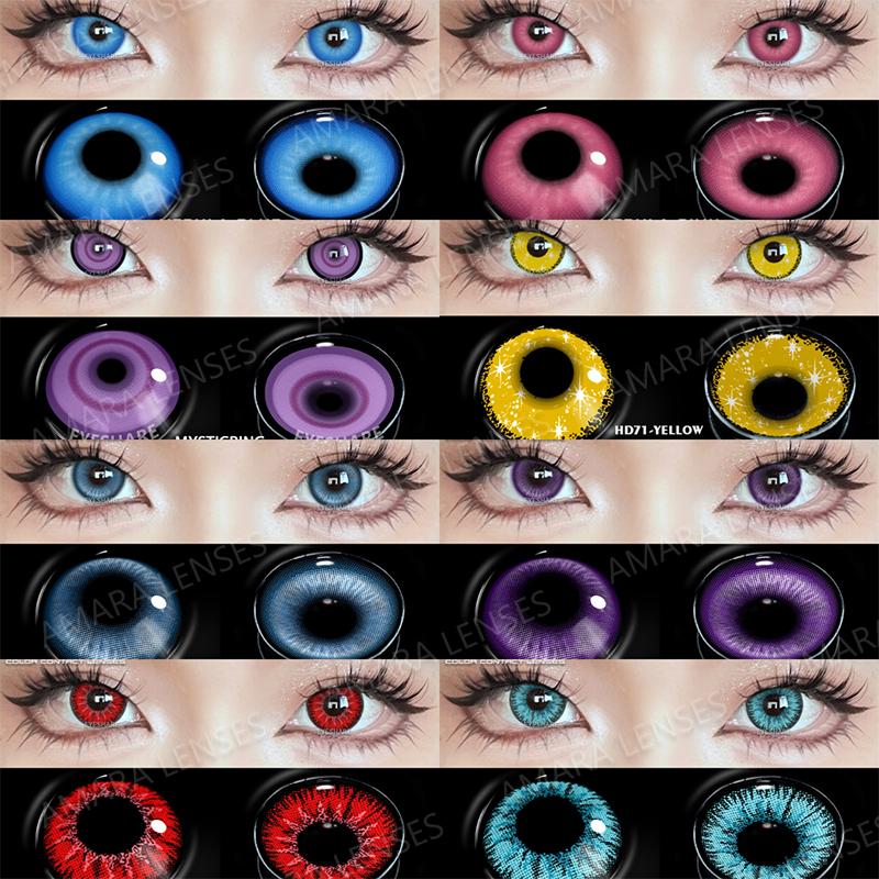 Eyeshare 1 Paar Halloween Farbige Kontaktlinsen für Augen Cosplay Linsen Anime Kosmetik Make-Up Lila Farbige Linsen Rote Augen