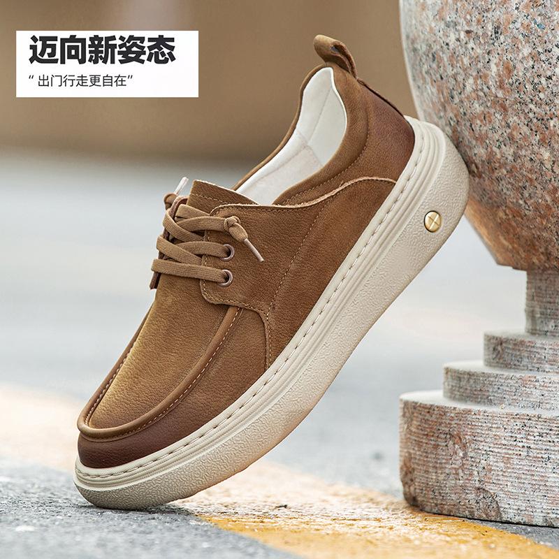 Autumn new men's shoes casual shoes leather shoes high-end light luxury fashion trend business platform lazy shoes