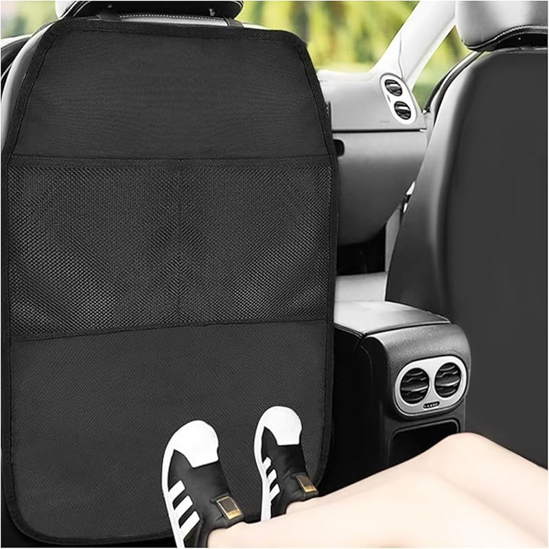 2 PCS Kick Mat Back Seat Protector, Waterproof Car Backseat Protective Kick Mat With 2 Mesh Pockets, Large Vehicle Seat Back Kick Mat Organizer For