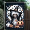 Halloween Garden Ag Boo Chinese Crested Dog Witch Hat Pumpkins 12x18 Inch DoubleSided Outdoor Yard Banner for Spooky Trick EEZ
