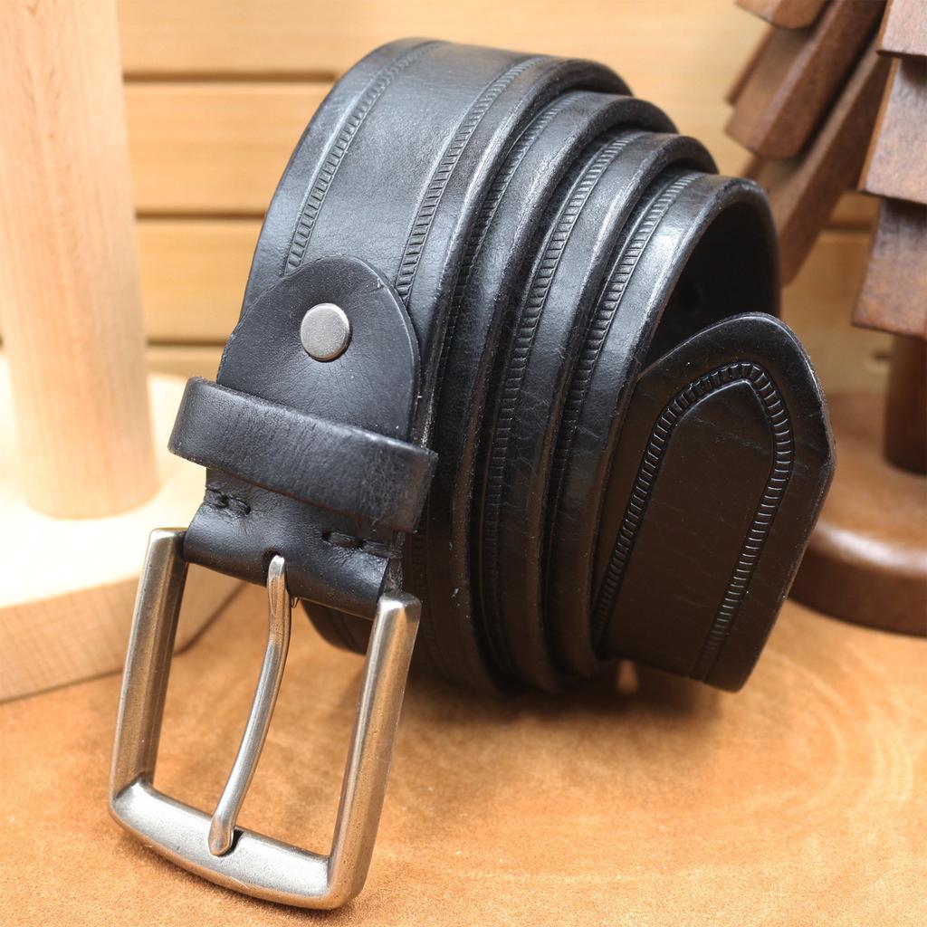 Belt for Men's Trendy Retro Pure Cowhide Jeans Belt for Men's Students Korean Style Trendy Head Pin Buckle Versatile Women's Universal