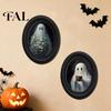 Spooky Aesthetic Room Decor Halloween Wooden Door Hanging Sign, Oval Gothic Black Cat Ghost Wall Plaque, Retro Vintage Home Waterproof Art for