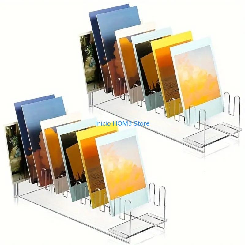 A5YD 12 Compartment Acrylic Card Holder Display Stand Transparent Durable Construction For Office Retail Use