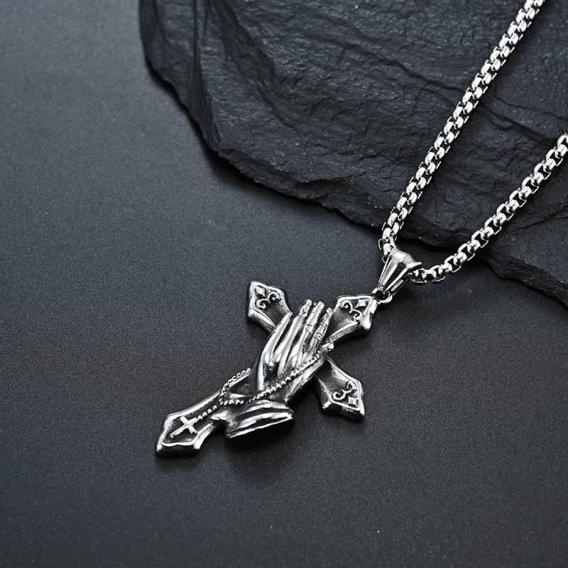 Mens Stainless Steel Jesus Christ Face Crucifix Cross Pendant Necklace Fashionable And Religious