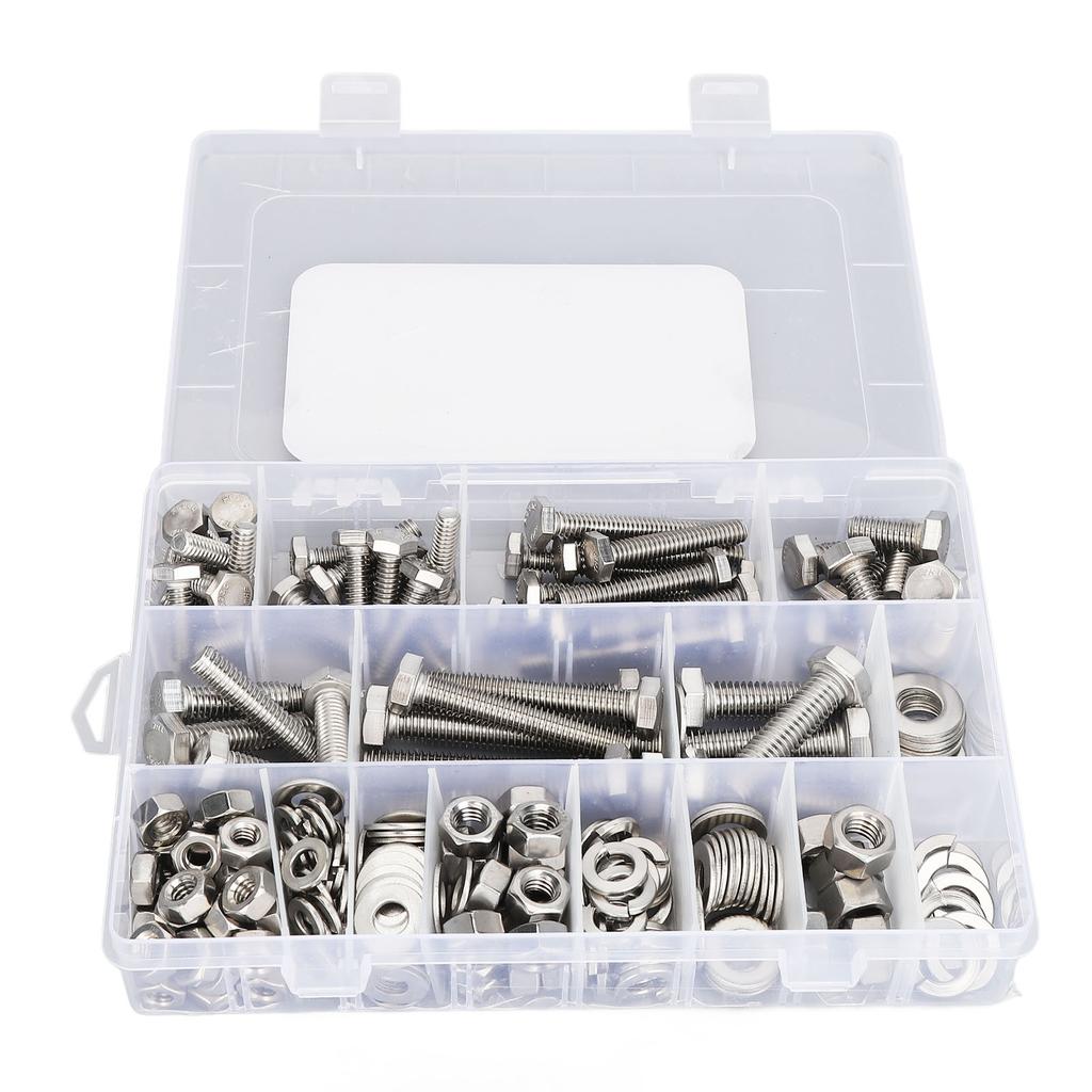246 szt. śrub sześciokątnych ze stali nierdzewnej, nakrętek, podkładek, zestaw asortymentowy do urządzeń gospodarstwa domowego