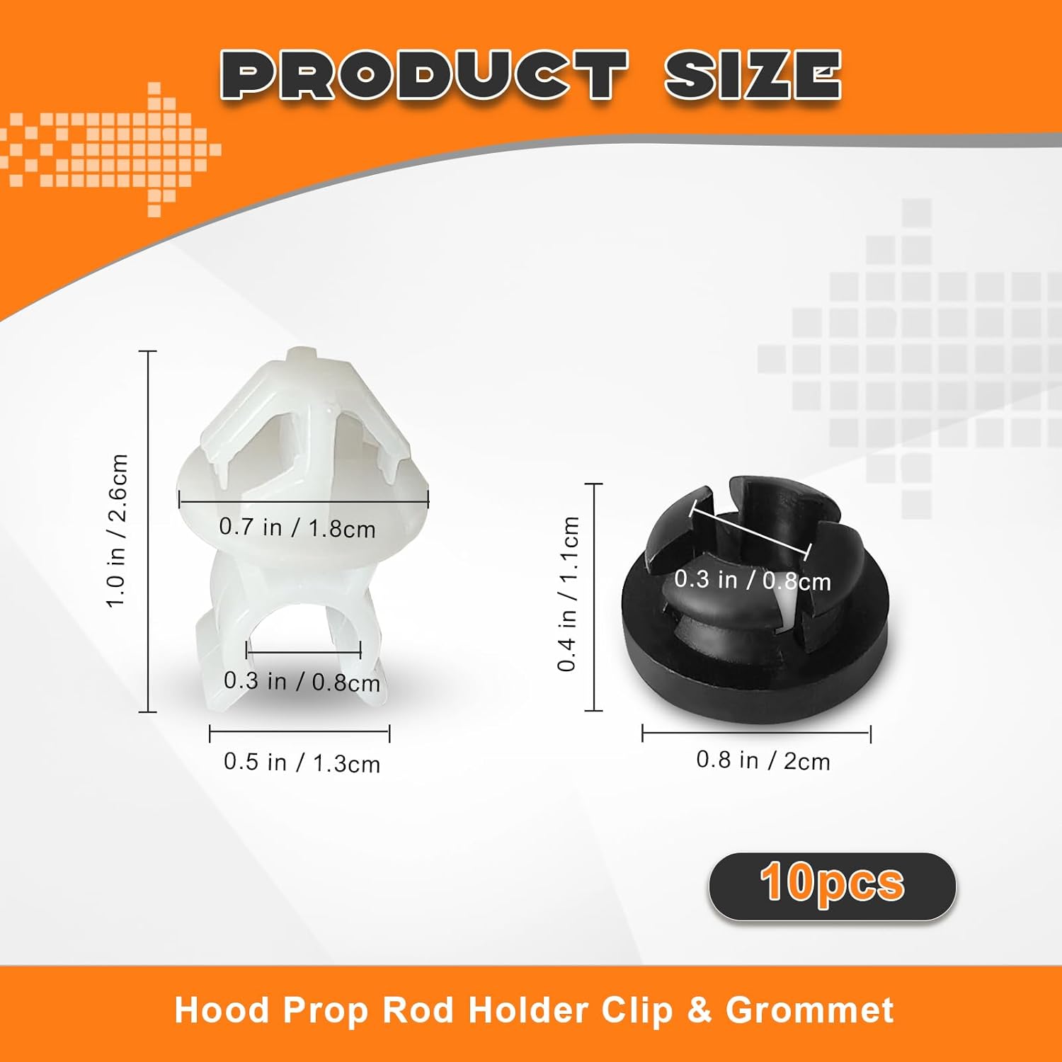 

10 PCS Hood Prop Rod Holder Clip & Grommet & Car Hood Rod Grommet Clips for Honda Accord Civic CR-V Odyssey, Replaces# 91503-SS0-003, 91604-SD2-013,