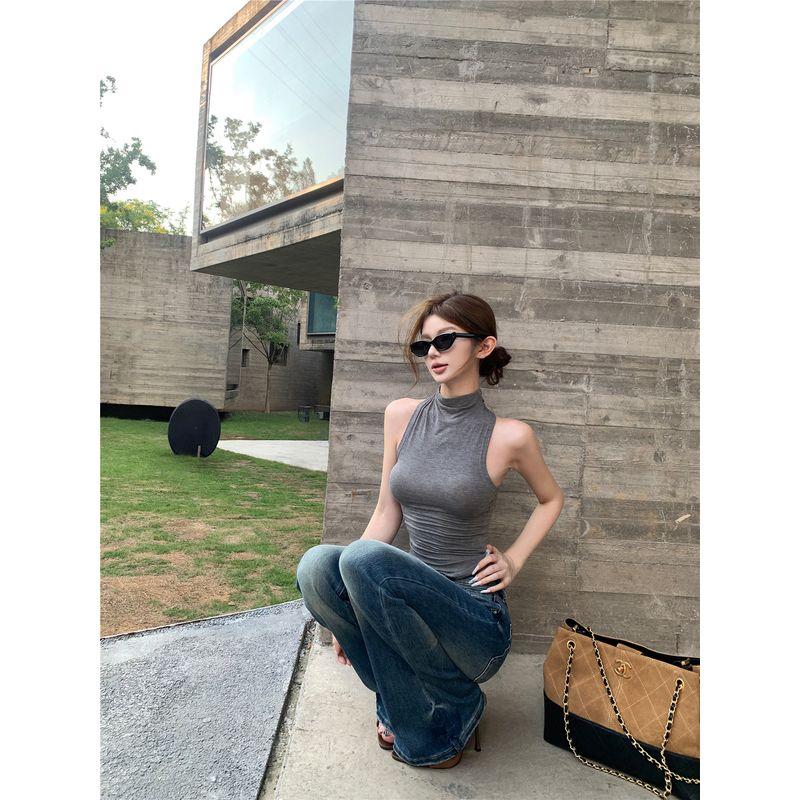 

Костюм в стиле Kumikumi Pure Desire Сексуальная элегантность Жилет без рукавов Женский Осенний Приталенный Похудение Джинсы Комплект из двух предметов Top M