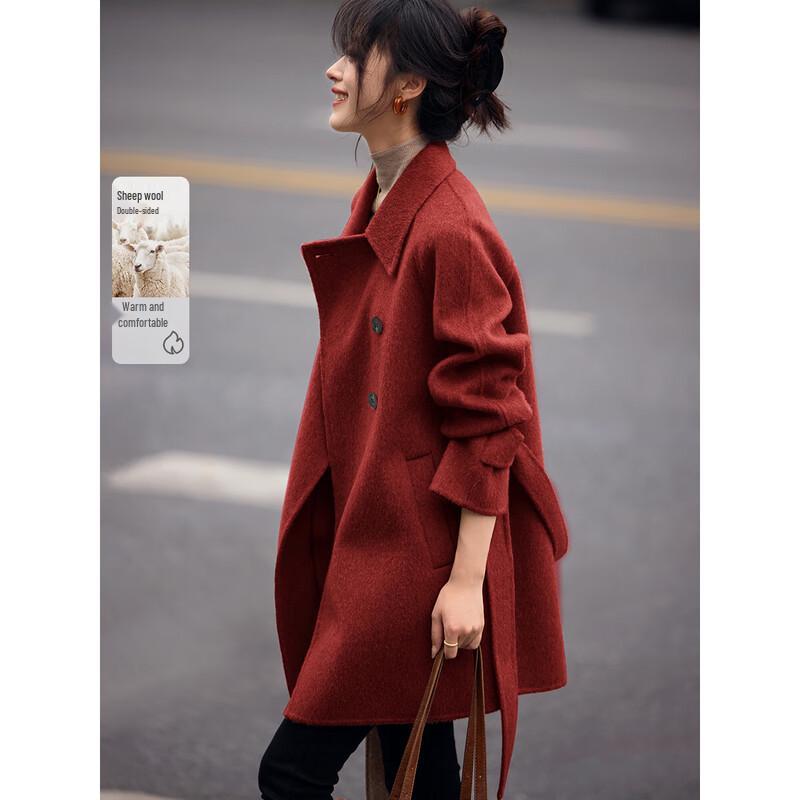 Mohan Yimei Women's Petite Double-Sided Wool Coat