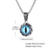 Vintage Evil Eye Pendant Necklace for Men,Stainless Steel Blue Vertical Cat Eye Charm Pendant Necklace,Punk Amulet Jewelry Gift