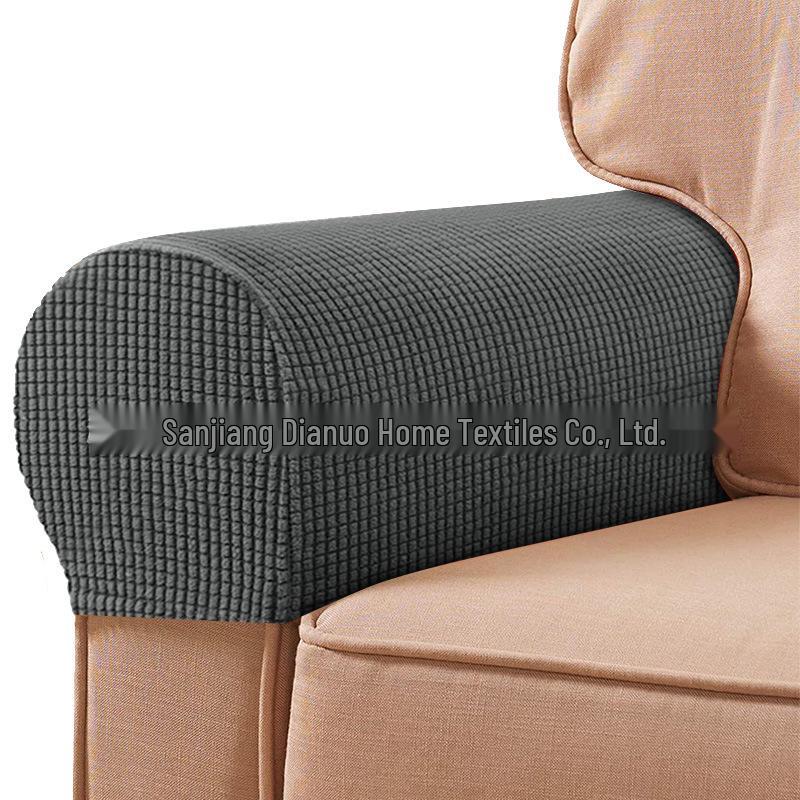 Plaid Stretch Sofa Armrest Cover: Thickened, Anti-Dirt, Solid Color Protector.