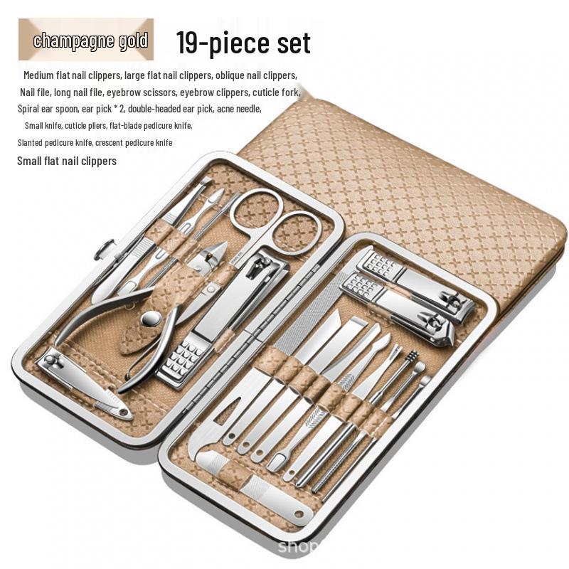 Nail Clipper and Pedicure Set: Ear Pick, Scissors, Tweezers, Slanted Edge Pliers, Knife