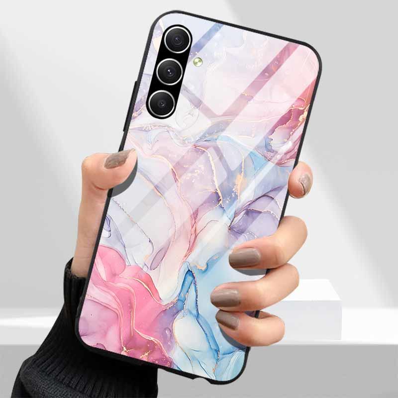 Tempered Glass Phone Cases for Samsung Galaxy A54 A14 A24 A34 Cover Hard PC Back Shell For M54 A15 A25 A55 5G A04s M23 M52 A 54