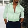 Men Collared Shirt Light Purple Wisteria Floral Print Long Sleeve Button Down Top
