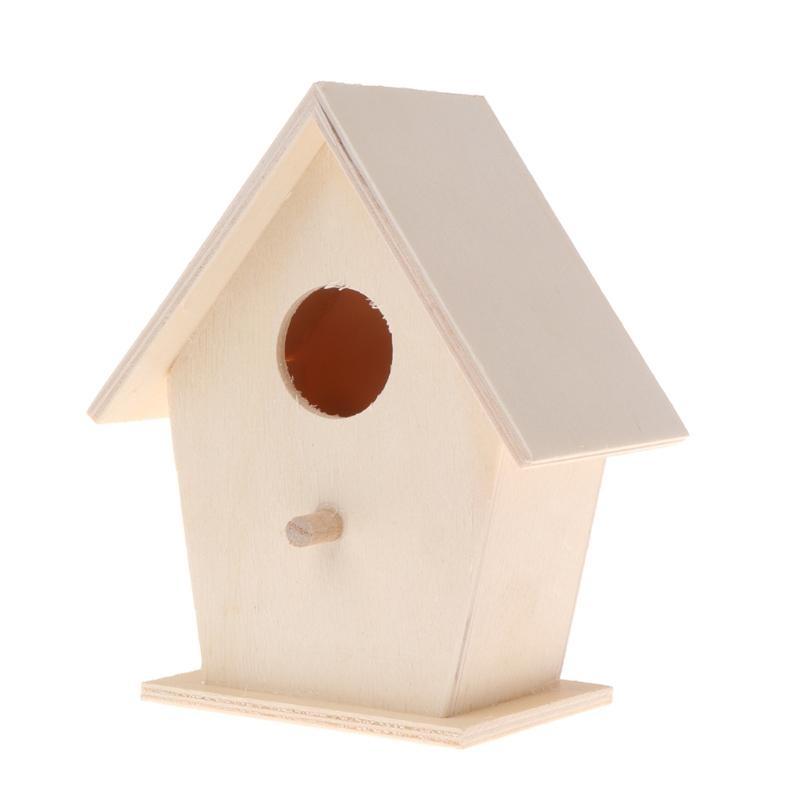 Wooden Bird Houses Wall Mounted Small Bird House with Perch for Outside Garden