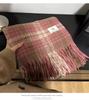 Korean Style Thick Pink Plaid Scarf for Women - Autumn/Winter Neck Warmer
