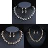 Vintage Artificial Pearl Necklace Earring Set With Alloy Pendants For Women