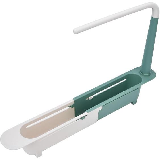 Telescopic Sink Storage Rack, 2 in 1 Kitchen Sink Sponge Holder Organizer Drying Rack, Expandable Sink Caddy Kitchen Sink Organizer Dish Drainer for зелёный