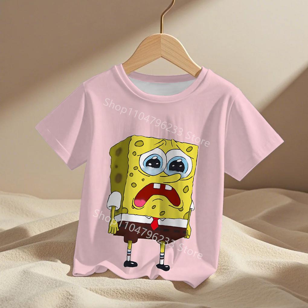 Fashion SpongeBob Kids Cartoon Anime Boys Girls Summer Fashion Casual Men's Women's Tshirts Children Adult Parent Child T Shirts