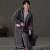Teen men's pajamas autumn and winter 1011 new plush nightgown coral fleece thickened two-piece set loungewear