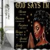 God Says You're Inspirational Black Women's Shower Curtain, Bathroom Decorative Shower Curtain, Waterproof Shower Curtain with H