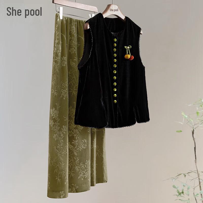 

Женский контрастный бархатный однобортный многослойный жилет M