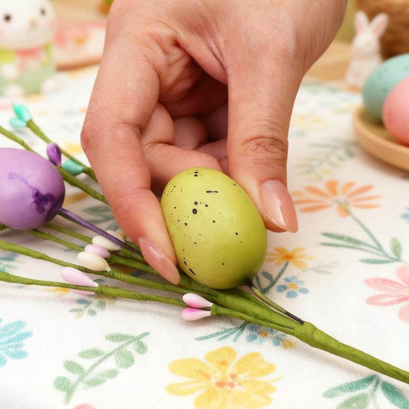 Easter Artificial Egg Berry Branch Colorful Foam Eggs Flower Branch Home Party Vase Flower Arrangement Decoration Accessories