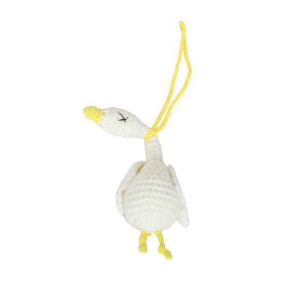 Crochet Goose Hanging Decoration Handmade Knitting White Goose Handbag Backpack Keychain Car Rearview Mirror Hanging Ornament