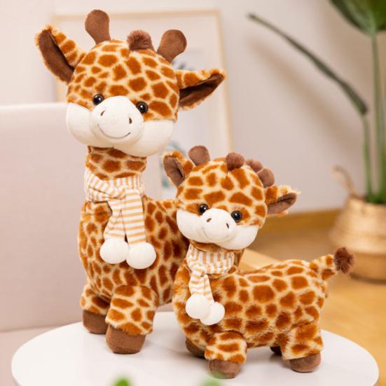 Scarf Giraffe Plush Toy Soft Stuffed Animal with Knitted Scarf Cuddle Buddy for Kids Nursery Decor And Gift for Baby Shower Birthday