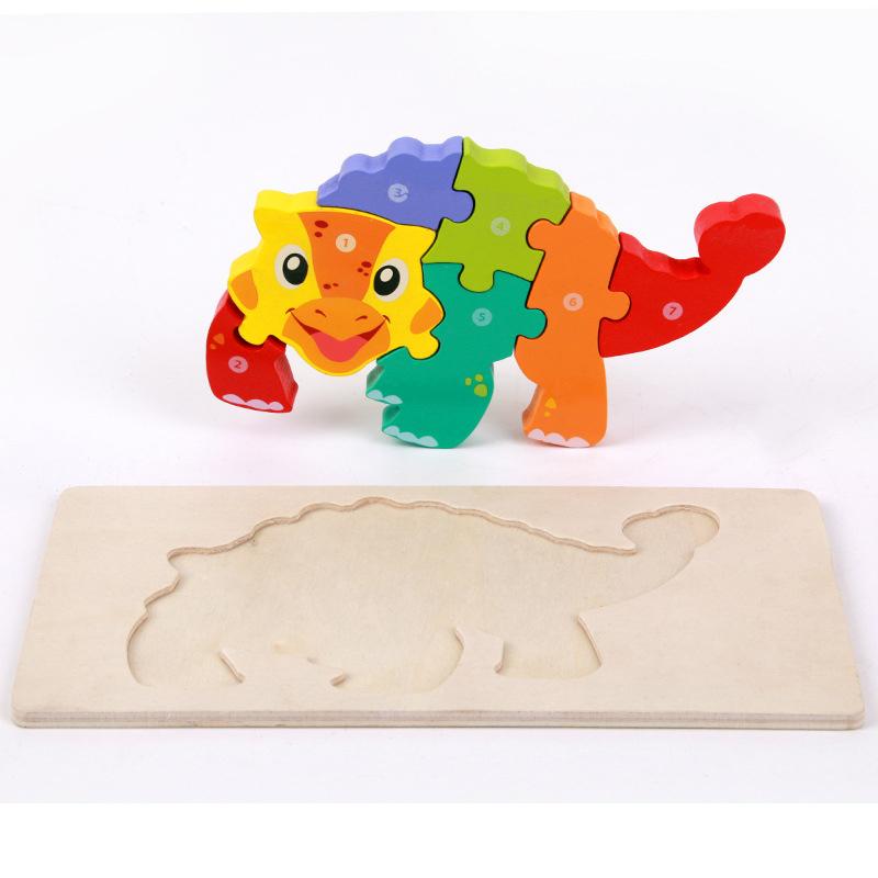 New High Quality Baby Wooden 3D Puzzle Game Cartoon Animal Intelligence Jigsaw Shape Matching Montessori Toys for Children Gifts