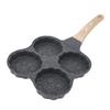 Aluminum 4 Cup Egg Frying Pan Non Stick Egg Cooker Pan Pancake Pan Easy Clean Wooden Handle For Gas Stove Induction