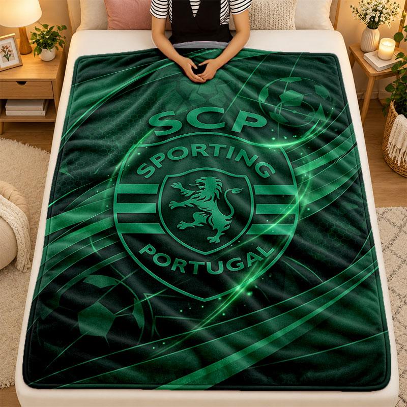 Flannel BlanketSporting CP FC Warm Soft Throw Blanket for Indoor Sofa Bed Living Room Use