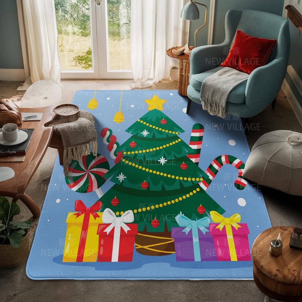 House Entrance Carpet Home Door Mat Living Room Bath Foot Bathroom Non-slip Water Absorption Rugs Bath Merry Christmas Winter