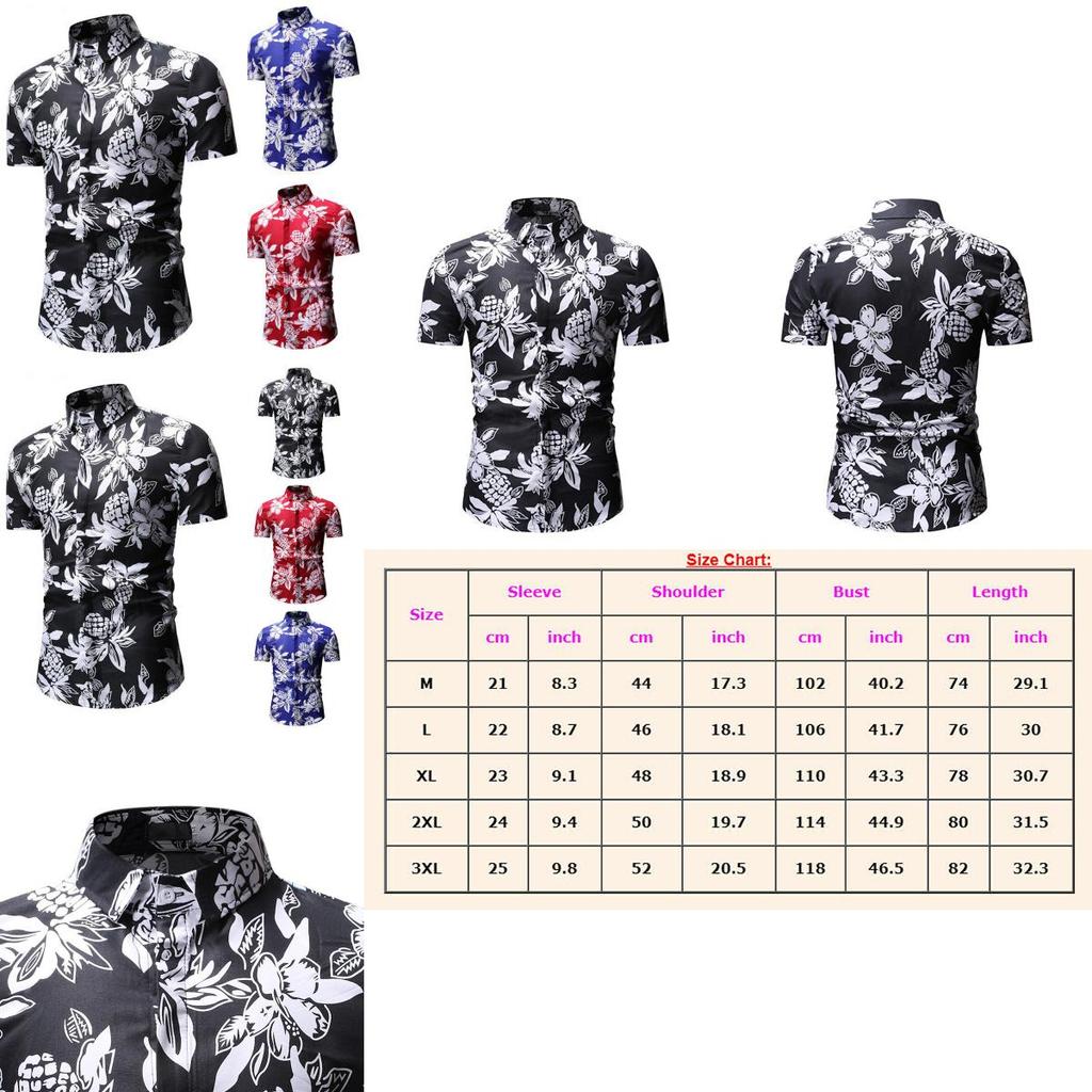 Luxurious Men's Hawaii Floral Casual Shirt With Short Sleeves And Slim Fit Design
