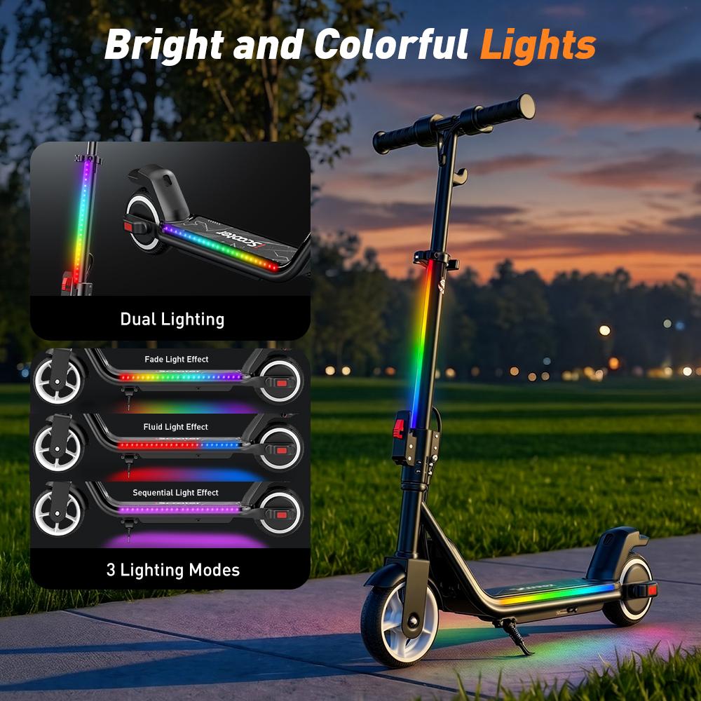 iScooter IK3MAX Kids Electric Scooter 200W Motor 4.5Ah Solid Tires Foldable & Height Adjustable 3-Speed  Electric Scooter for Kids