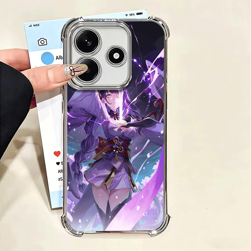 Genshin Impact Raiden Shogun Plating Phone Case For Xiaomi Poco X5 X6 X7 X8 Pro Max F8 Ultra F7 M8 M7 M5S Redmi 15C 15 14C 13C 1