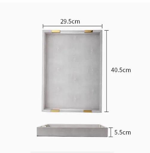 

Поднос с металлической ручкой, кожаный, для хранения вещей, украшения для гостиной, модель журнального столика, поддон для хранения, поднос для фруктов и чая